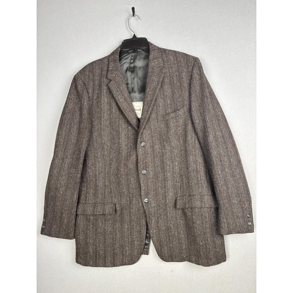 Vintage Harris Tweed Blazer Mens 42L Wool Sport Coat Scotland 70s